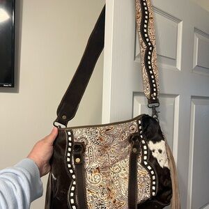 Myra Bag Brown and Cream Paisley Shoulder Bag